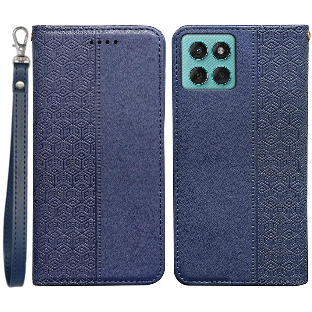 For Motorola Edge 60 Fusion 5G Wallet Phone Case Strong Magnetic Checkered Pattern Imprint Leather Flip Cover