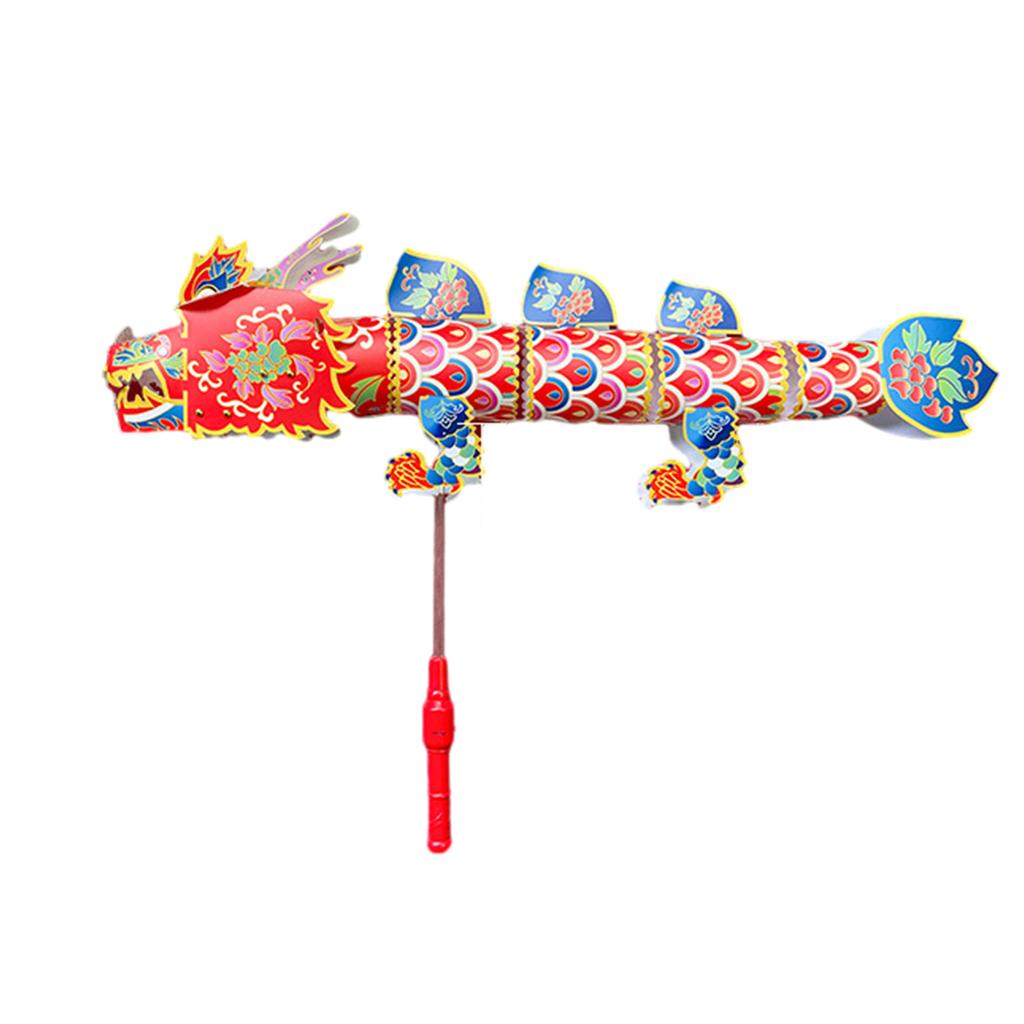 Chinese New Year Paper Craft Dragon Lantern Handmade DIY Material Bag Handheld Lantern Festive Celebration Party Props