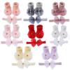 Baby Socks and Headband Kids Socks for Girls Cute Gauze Bowknot Princess Socks 0-1 Years
