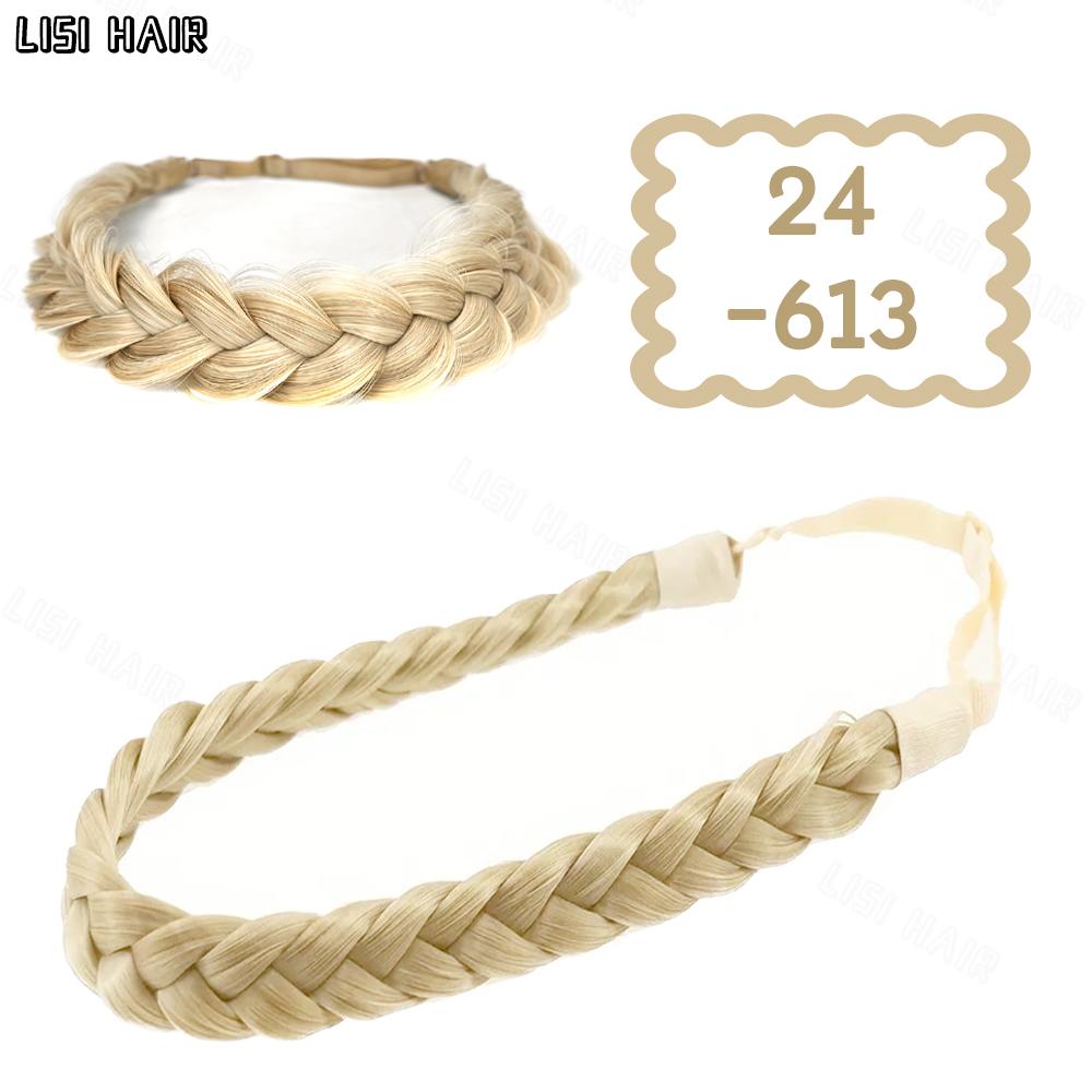 XINRAN Synthetic Elastic Braided Hair Band Extensions Classic Chunky Wide Fluffy Braids Wig For Women Daily Accessory