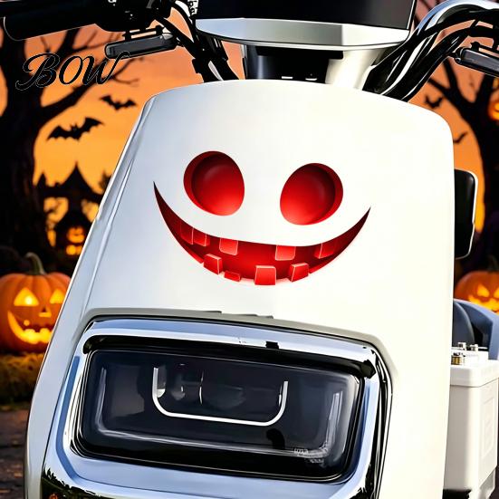 Glowing Window Wall Decorations Glow in The Dark Sticker, Self-adhesive Ghost Face Shape Decals, Outdoor Decor Halloween Waterproof PVC Stickers, for