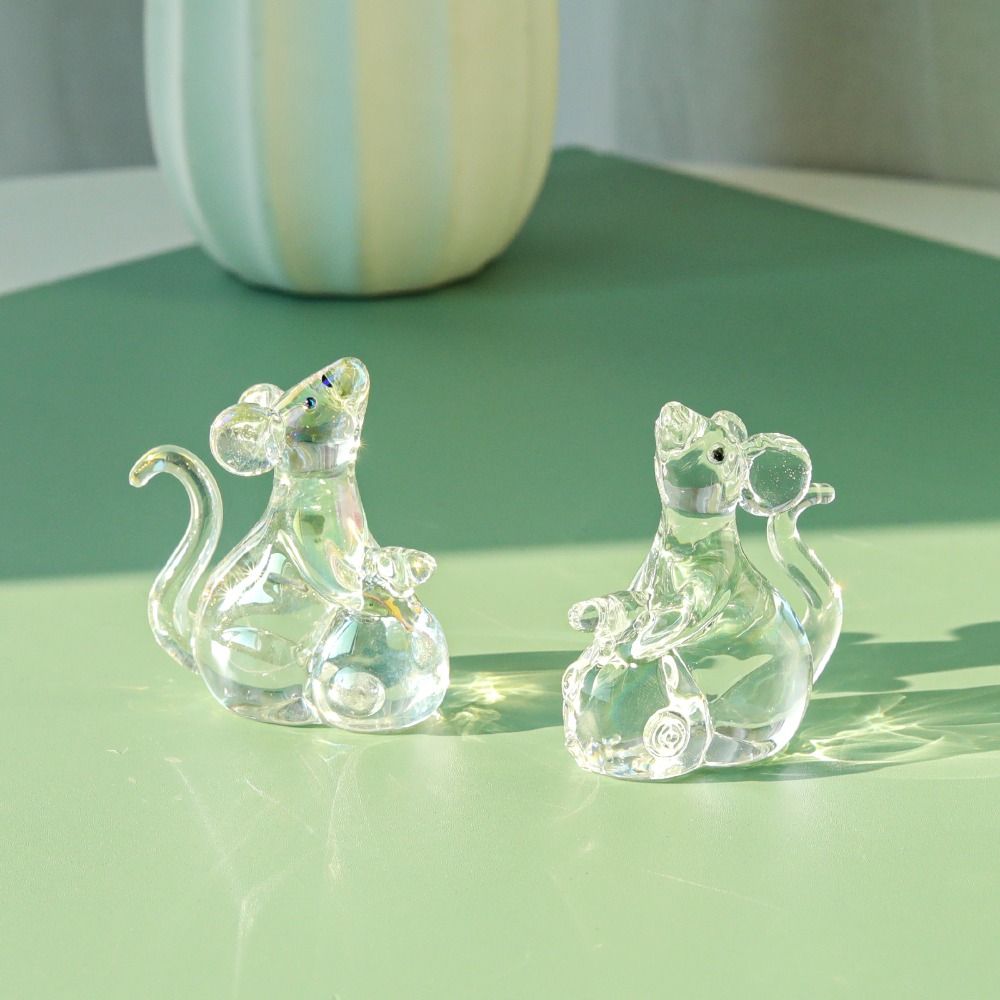 Привлекающий Богатство Хрустальный Крыса Орнамент Счастливые Настольные Украшения Мышь Крыса Фигурка Гостиная