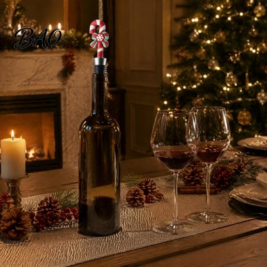 Festive Bottle Plugs Christmas Wine Stopper, Stainless Steel Reusable Cork, Decorative PVC Cartoon Stoppers Toppers Design, Airtight Sealing