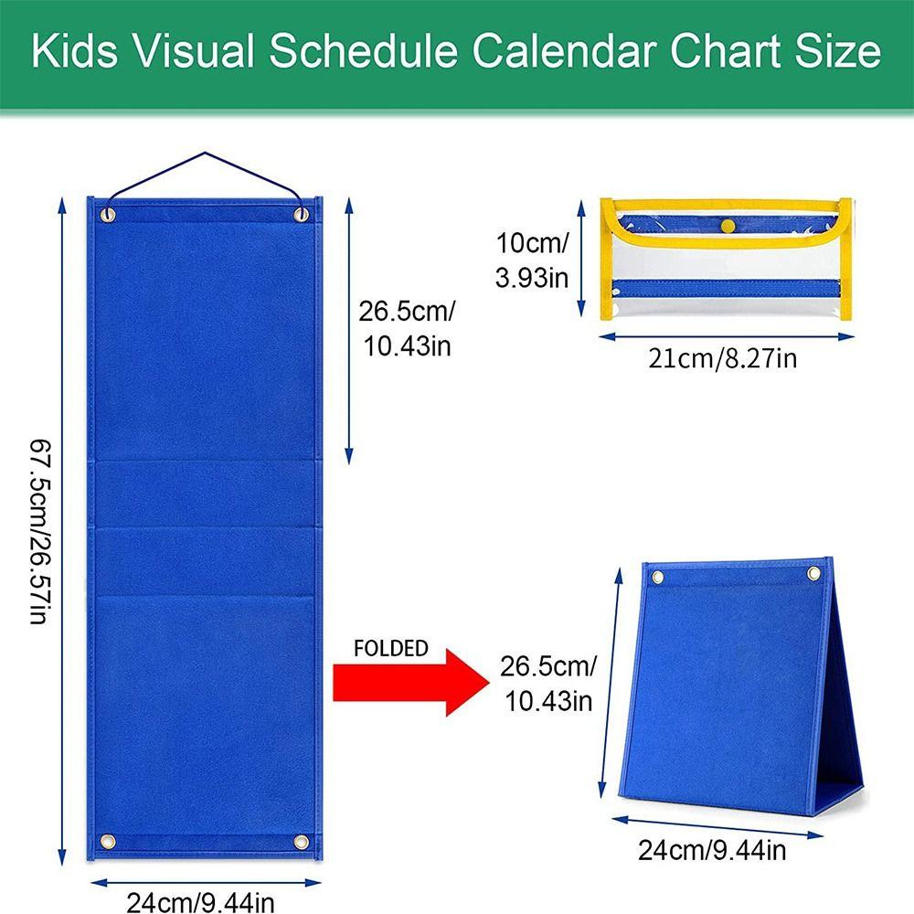 Foldable Visual Schedule Children Autism Learning Materials Chore Pocket Chart for Home and School