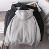Men's Autumn and Winter Loose Casual Padded Sweatshirt Solid Color Hooded Zipper Jacket