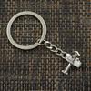 Fashion 30mm Key Ring Metal Key Chain Keychain Jewelry Antique Silver Color Plated Airplane Plane Biplane 19x9x13mm Pendant