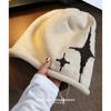 Versatile tetragonal star knitted wool hat children's autumn and winter face small curled brim bag head cold hat casual stacking hat