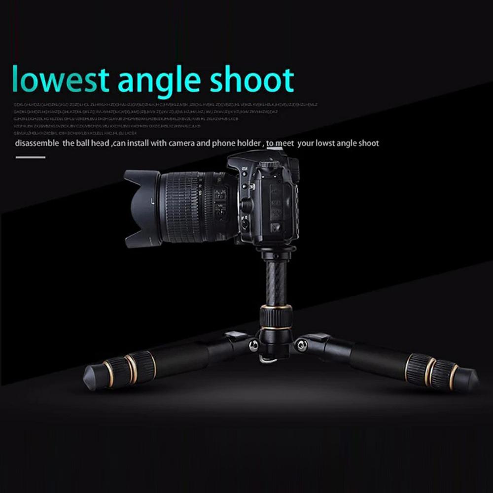 Мини-штатив QZSD из углеродного волокна с максимальной нагрузкой 8 кг и вращающейся на 360 градусов шаровой головкой для зеркальных камер