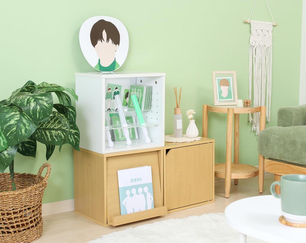 Fuji Boeki Oshikatsu Box Color Box 1 Tier Width x Depth 25 x Height White Oshikatsu Storage Cube Box Penlight Stand Fan Storage 19240 36.6 36.6cm