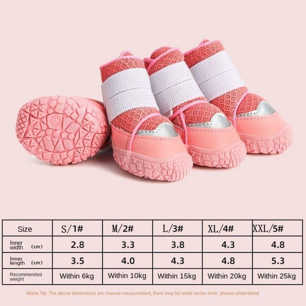 4pcs/set Wear-resistant Dog Boots Breathable Puppy Mesh Shoes Pet Booties Dog Shoes Running