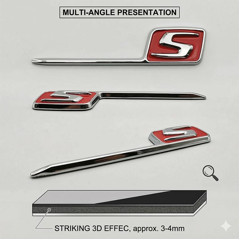 3D ABS S Letter Logo Rear Trunk Emblem Badge For Mercedes Benz AMG C63S E63S GLC63S Car Styling Fender Decal Sticker OJ2