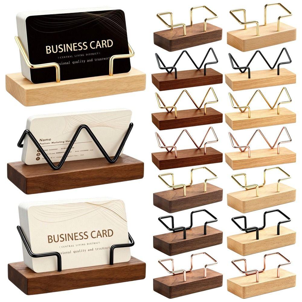 Multiple Styles Name Card Stand Wooden Desktop Card Holder Desk Card Display Rack Hotel