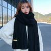 Winter Scarf Knitted Thickened Solid Color Elastic Windproof Stay Warm Anti-shrink Lady School Outdoor Scarf Clothes Accessories