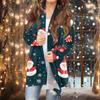 Women's Fashion Casual Christmas Print Medium Length Cardigan Jacket Coat
