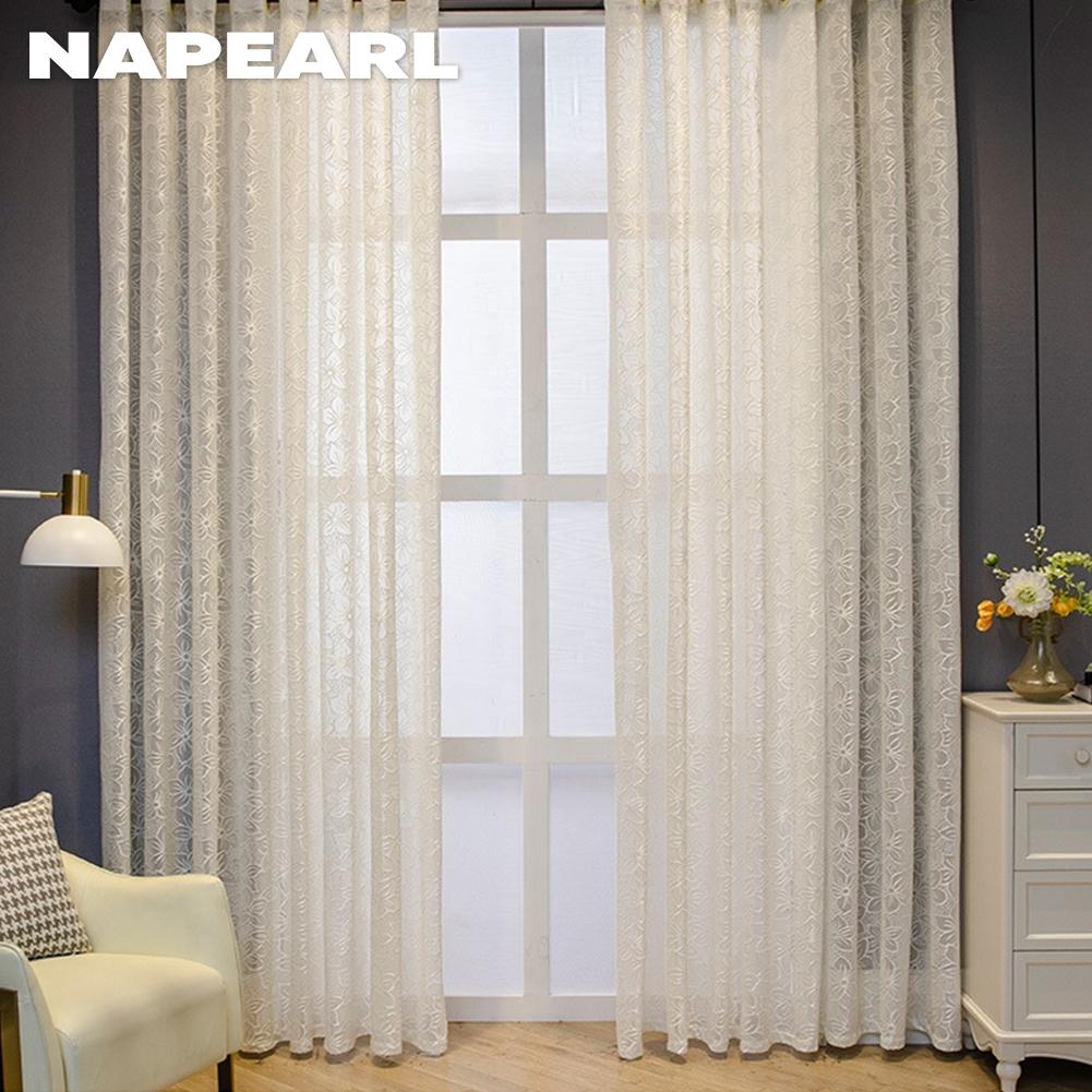 1 шт. NAPEARL Cherry Blossom Pattern жаккардовый белый тюль полупрозрачная прозрачная занавеска для гостиной спальни балкона окна домашнего декора