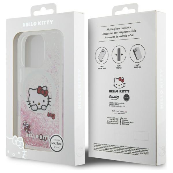 Hello Kitty HKHMP16XLSWKH iPhone 16 Pro Max 6.9" white/white hardcase Liquid Glitter Sweet Kitty Bows MagSafe
