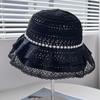 Pearl Decor Sun Hat Foldable Design Fisherman Hat French Style Bucket Hat  Outdoor Travel