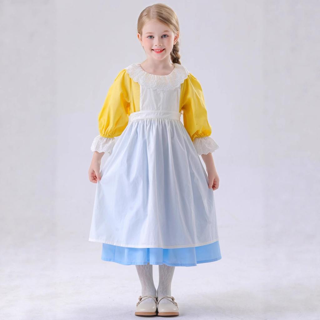 Хэллоуин Европейский Средневековый Пасторальный Костюм Горничной Романтический Фермерский Сад Платье Костюм Маленькой Девочки