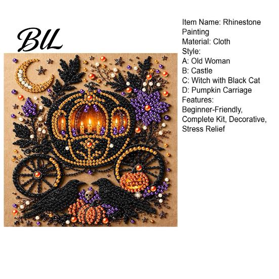 Relaxing Decompression Hobbies Halloween Christmas DIY Faux Pearl Diamond Painting Kit, Rhinestone Art Craft Full Drill Sets Set for Adults, Handmade