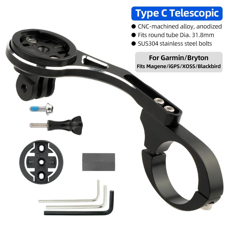 MTB Road Bike Handlebar Extended Bar Computer Mount for Garmin/Bryton/Wahoo Out Front Sports Camera Front Light Stand Clip