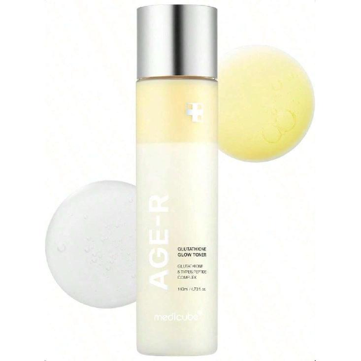 Medicube Age-R Glutathione Glow Milky Toner 140ml, Low-Irritation Double Layer Toner For Glass Glow Skin With Peptide, Radiance, Hydration