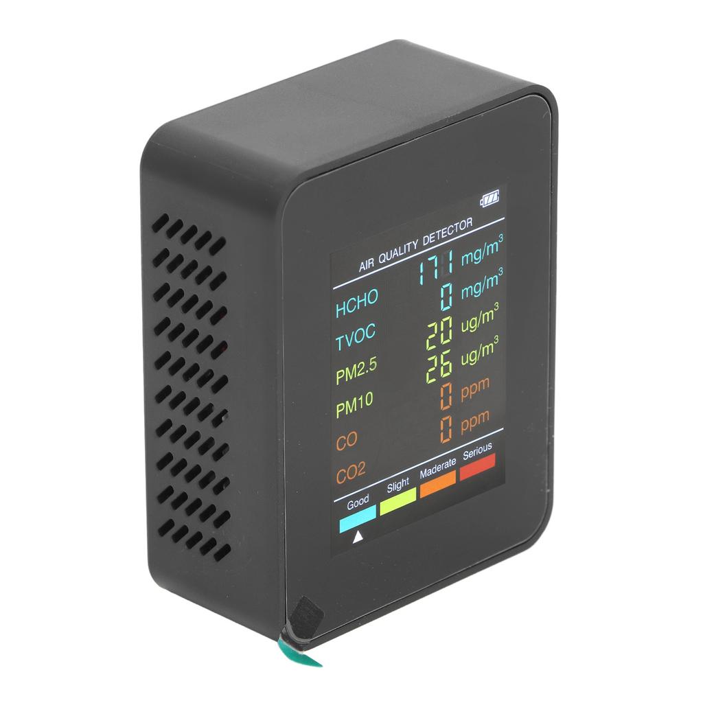 Монитор качества воздуха Портативный ЖК-экран с подсветкой CO2 TVOC HCHO PM2.5 Детектор PM10 с сигнализацией