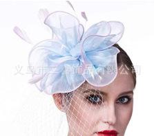 European and American Eugen yarn headgear Jockey Club mesh hair accessories bridal ball top hat headband hairpin dual-purpose style