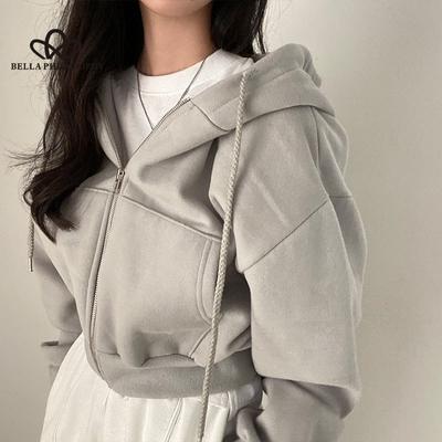 Женская толстовка с капюшоном, новая свободная женская толстовка с длинным рукавом и карманом на молнии