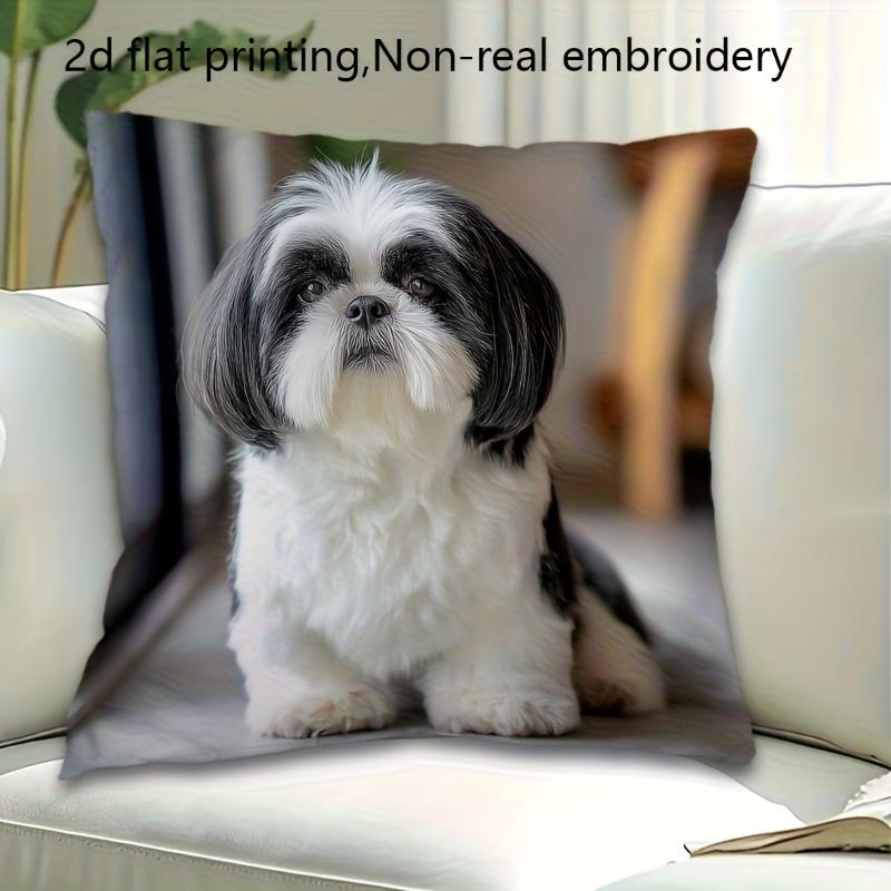 Dog Portrait Pillowcase Cushion Cover 45x45cm Cute Pet Lover Throw Pillow Photo Print for Home Decor Gift