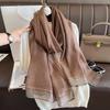 New Women Scarf Winter Warm Solid Silk Wool Shawls Lady Wraps Bufanda Floral Pashmina Luxury Embroidery Warn Scarves