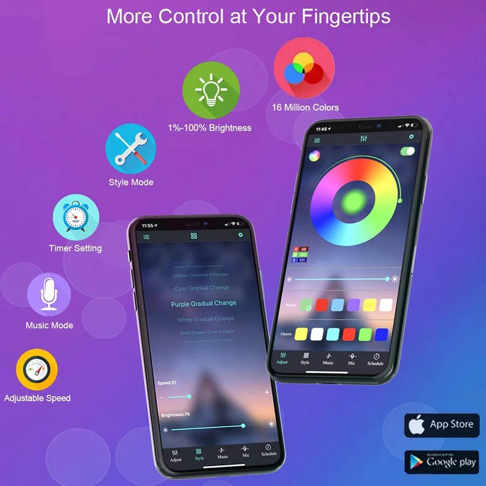 Bluetooth светодиодная лента Smart SMD 5050 Управление через приложение и пульт ДУ Гибкая лента Диодная лампа Лента Подсветка для ТВ Игровая комната Домашний декор