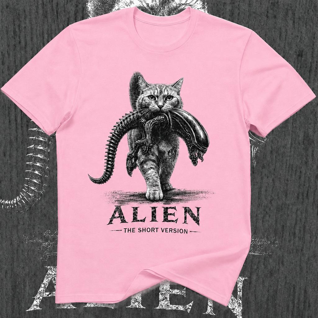 2026 Alien Cat The Short Version Tshirt Unisex Cotton Short Sleeve Tee Horror Graphic Unisex Unisex Retro Movie Casual Tee