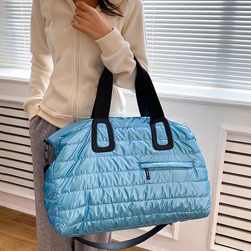 Yogodlns Solid Color Bright Surface Sports Fitness Handbags Shoulder Bag Fashion Large Capacity Waterproof Nylon Crossbody Bag