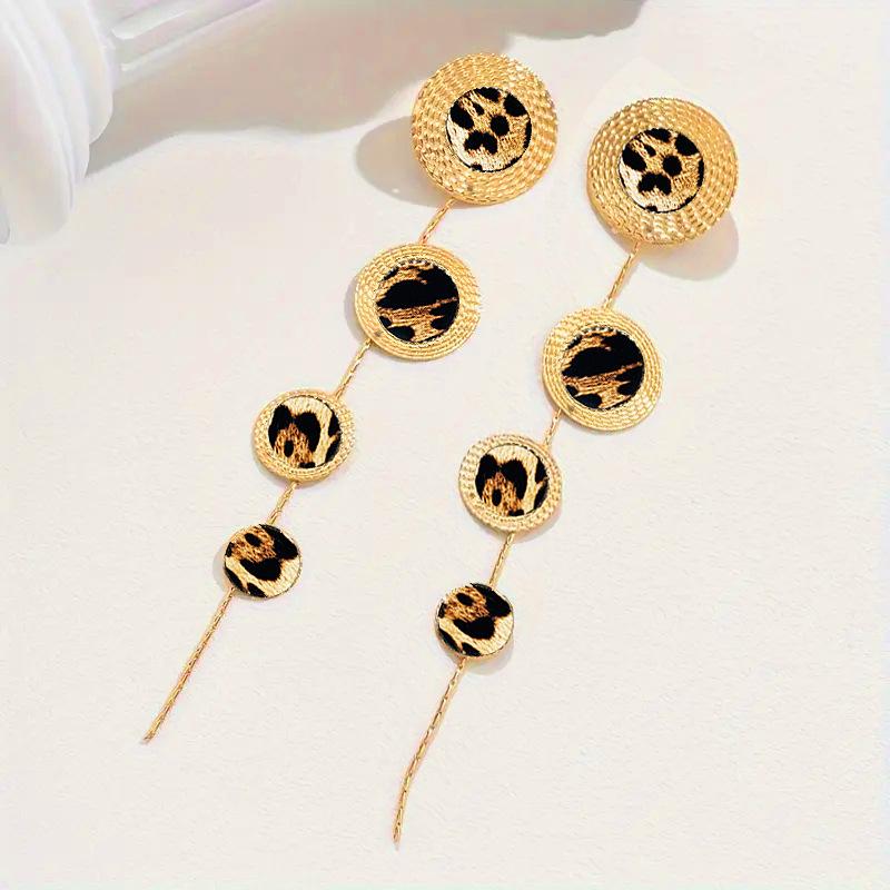 Модные кованые серьги-диски с леопардовым принтом для женщин