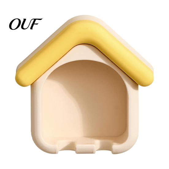Non Marking Wall Hook Cartoon House Toothbrush Holder, Mounted Bathroom Organizer, Suspended Adhesive Mount Drainage Drying Rack for Electric