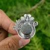 925 Silver Natural Labradorite Rough Solitaire Flower Adjustable Ring