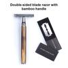 Beard Razor Manual Ergonomics Handle Lightweight Reusable Bamboo Handle Eco-Friendly Double Edge Razor for Home Use