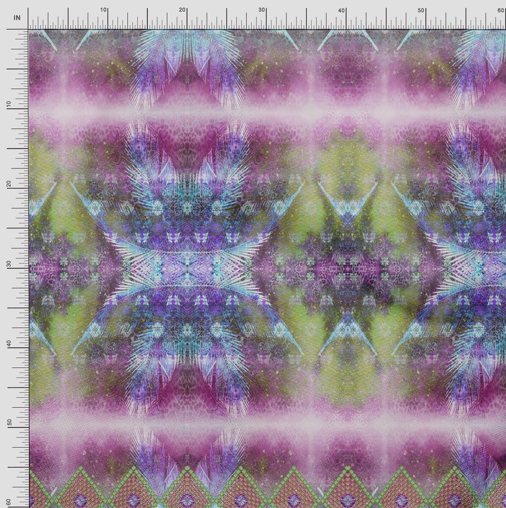 Soimoi Japan Crepe Satin Fabric Floral & Panel Print Sewing Fabric metre 42 Inch