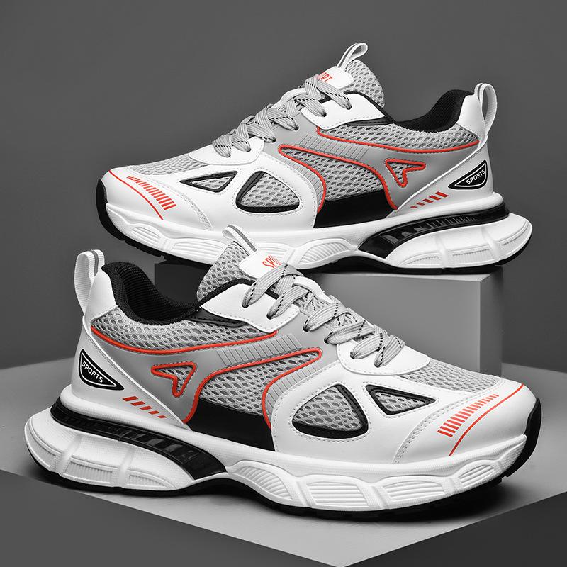 Мужская обувь большого размера, дышащая и универсальная, кроссовки на платформе, мужские новые сетчатые спортивные повседневные кроссовки для бега