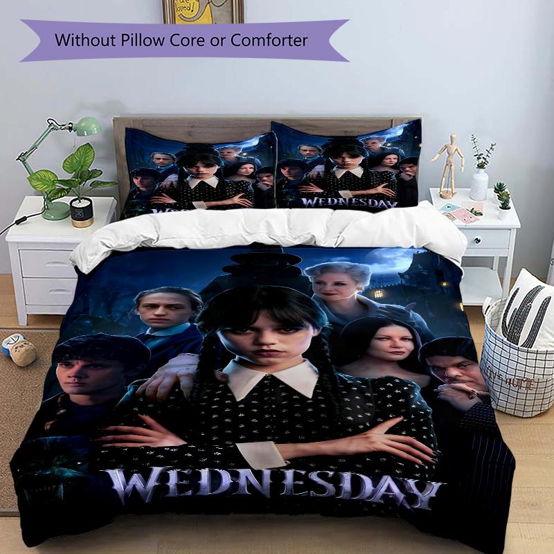 3Pcs Wednesday Addams Mystery Bedding Set Soft Fabric Duvet Cover Pillowcases Home Christmas Xmas Halloween Gift 1 Duvet Cover 2 Pillowcase L1256