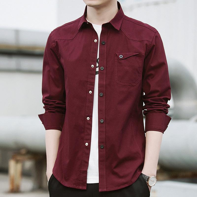 Новая мужская рубашка с длинным рукавом, осенняя, корейская версия, трендовая, красивая рубашка, весна и осень, плотное черное повседневное тонкое пальто для мужчин