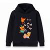 Kids Boys Girls Hoodie Cartoon Orange Cats Butterflies Print Pullover Hooded Sweatshirt Casual Birthday Party Streetwear Soft Warm Children