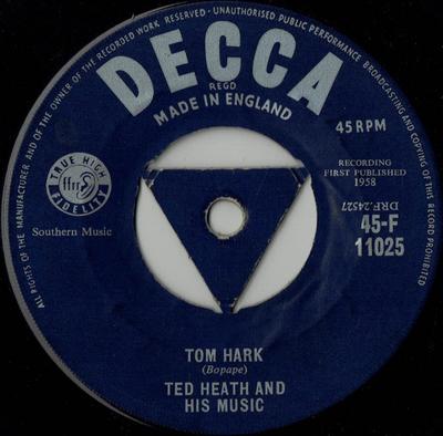 7-дюймовая пластинка TED HEATH & HIS MUSIC - Tom Hark 45F11025 Decca 1958 UK Jazz Б/у