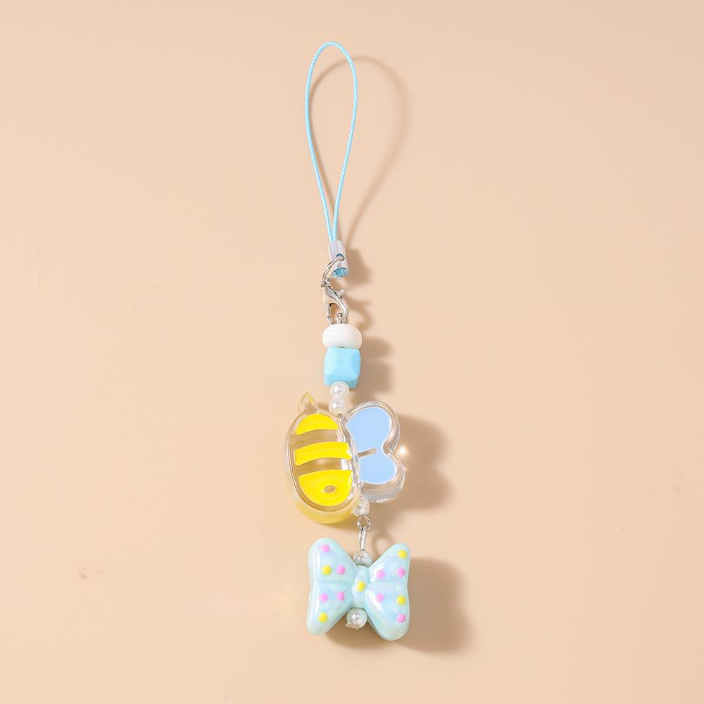 Cute Resin Bee keychain Women Girls Bowknot Key Ring Pendants for Handbag Charms DIY Key Chain Jewelry Gifts