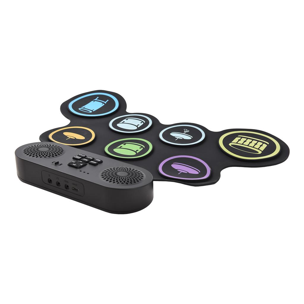 Electronic Drum Set with Speaker BT Hand Roll Drum Set 7 Pads Supports Various Audio Input 7 Drum