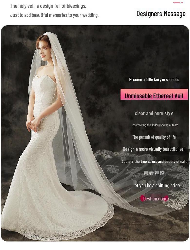 Европейская и американская свадебная фата из соборного кружева - стиль Мори.