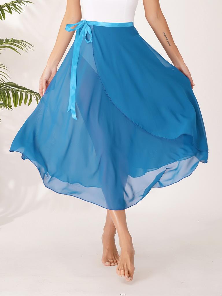 Женская струящаяся прозрачная юбка-шарф с запахом для взрослых, юбка для балета, танцев, женская шифоновая длинная юбка