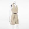 Elegant Sets for Women 2 Pieces Summer New In Matching Sets Commuter Style Sleeveless V-neck Hanging Neck Shorts Two-piece