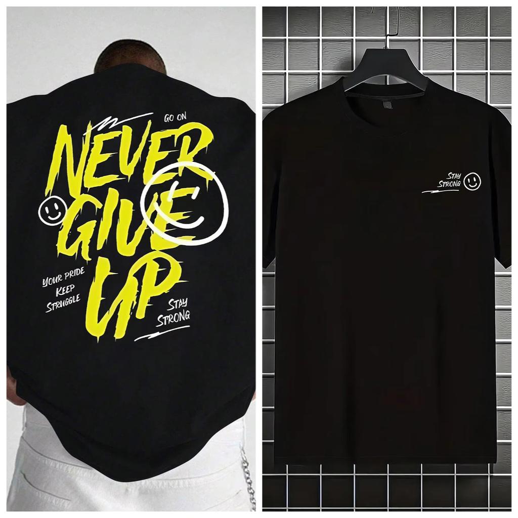 Soft Comfy Cotton English Letter Graphic Unisex Tee Loose Streetwear Short Sleeve for Summer Autumn Outdoor Party