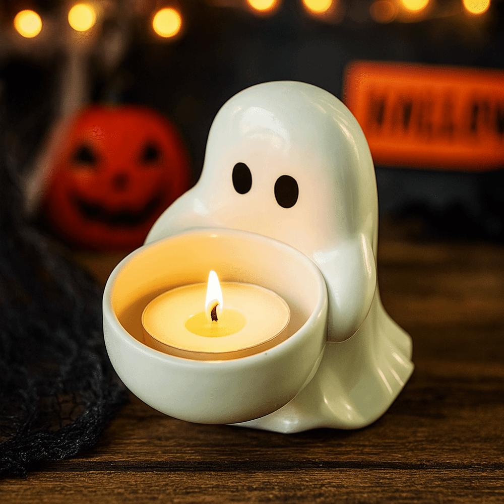 Resin Halloween Ghost Candle Holder Gothic Halloween Candlestick Holder Party Decorations